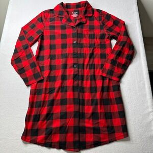 Pajamarama Womens Plaid Sleep‎ Shirt Nightgown Size M Red Black